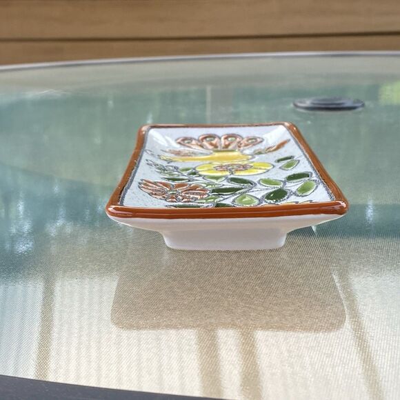 Vintage Eduardo Vega Pottery Bird with Flowers Tray Spoon Rest - Picture 6 of 12